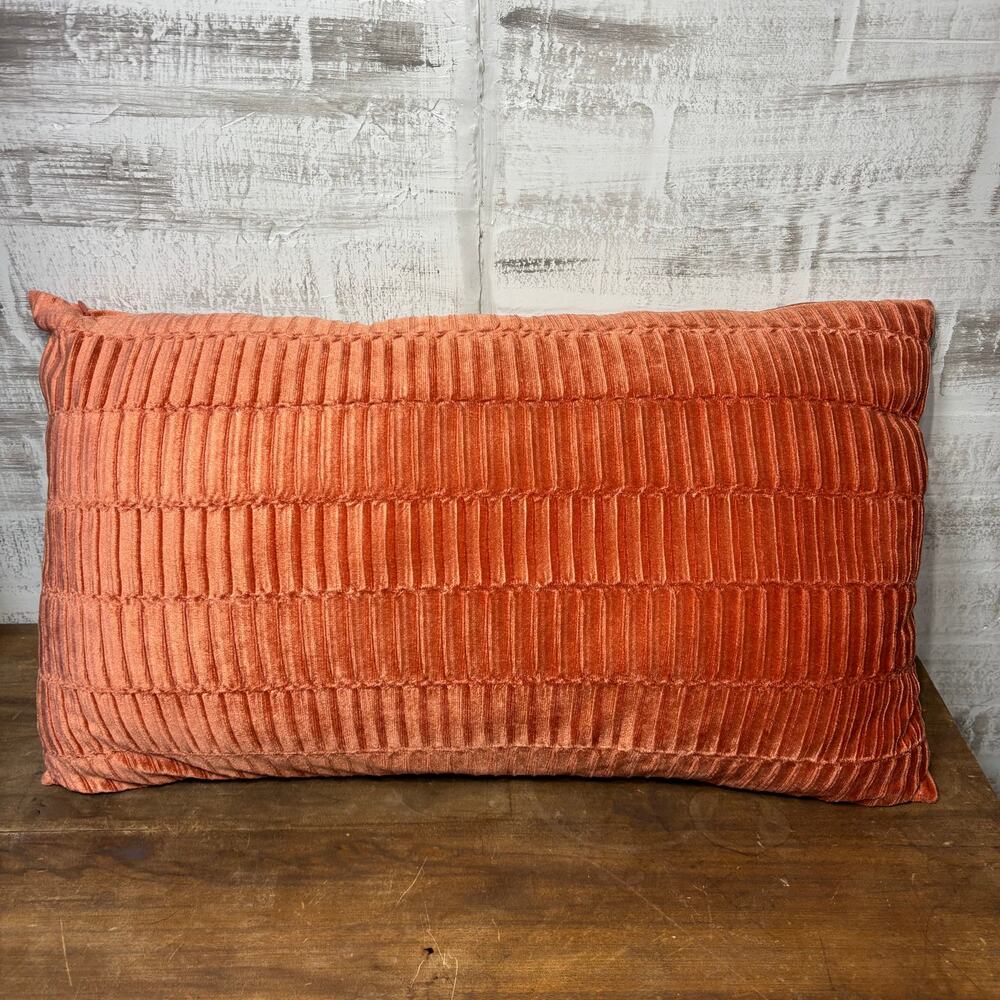 Soft Orange Lumbar Velvet Pillow